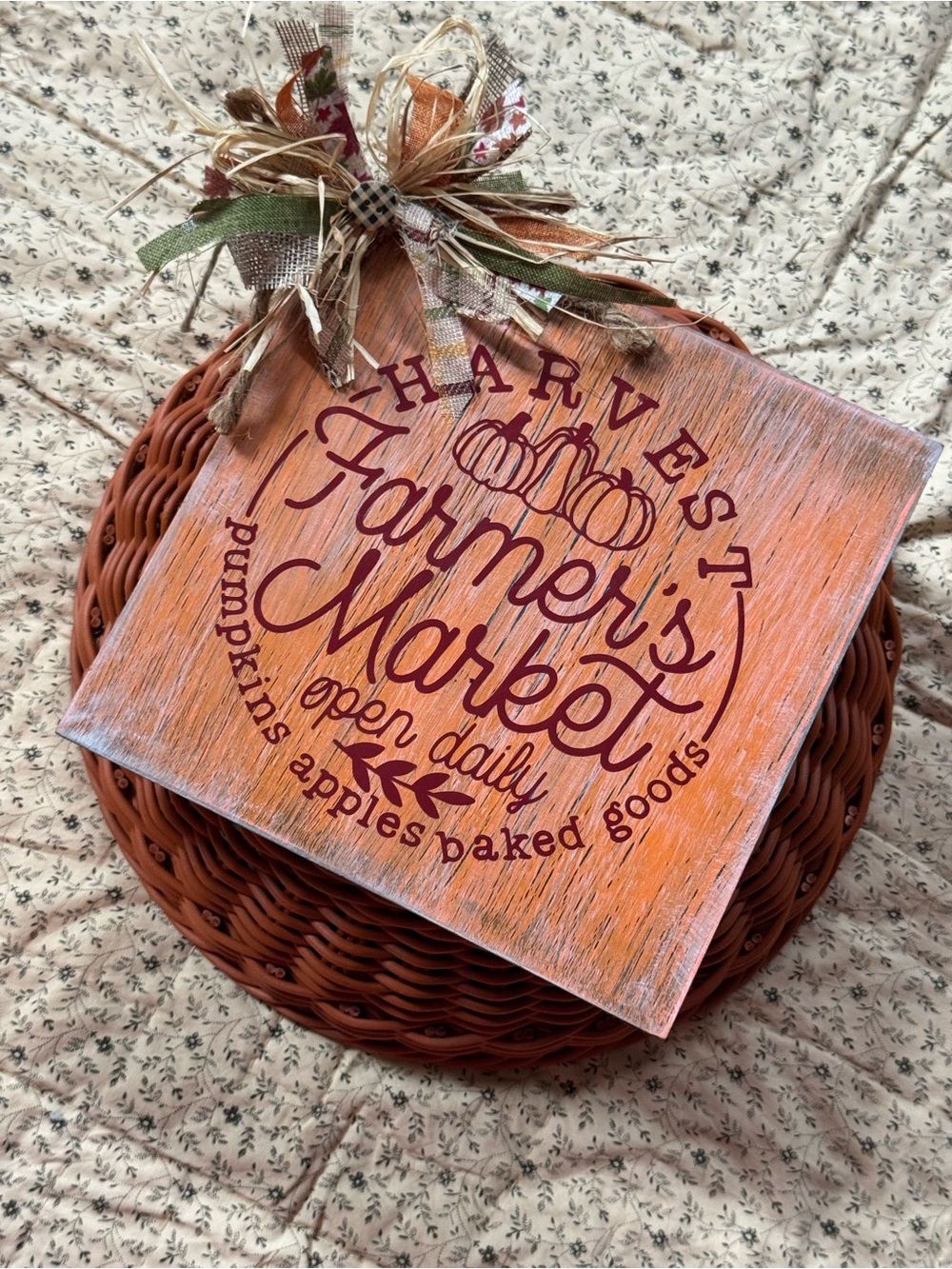 Harvest Farmer’s Market Pumpkin Sign Rustic Fall Farmhouse Decor